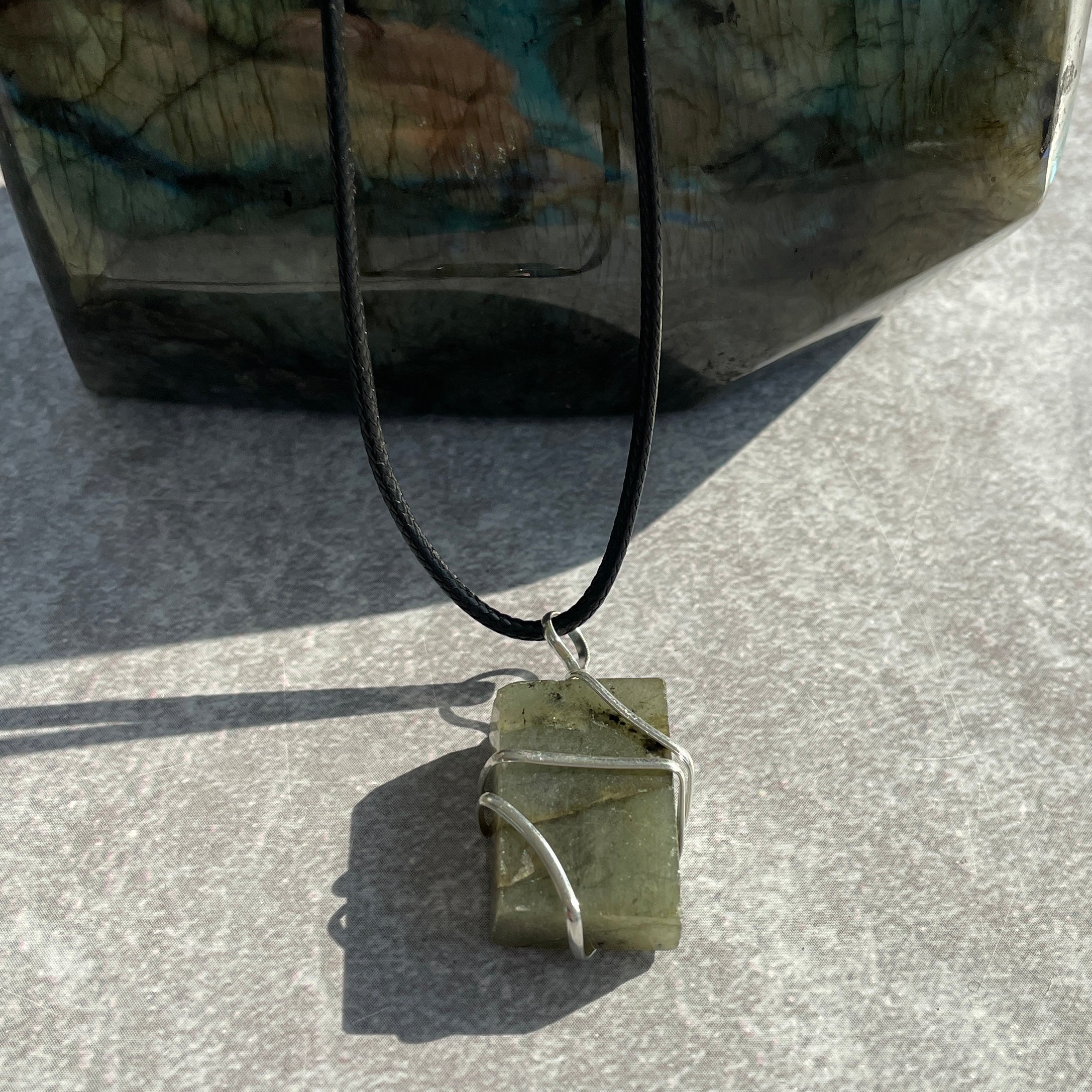 Labradorite Wire Wrapped Square Pendant Labradorite Wire Wrapped Square Pendant